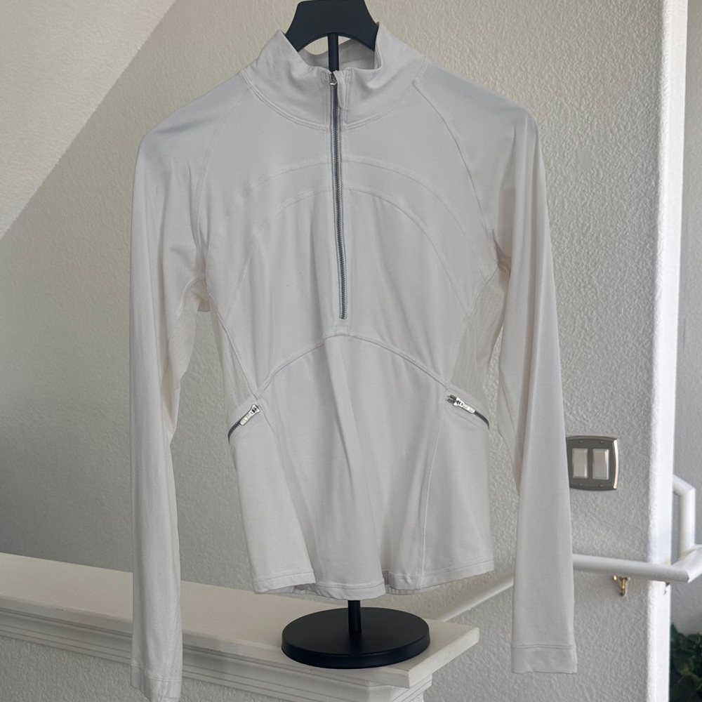 lululemon athletica Light white Long Sleeve Half-Zip Top
